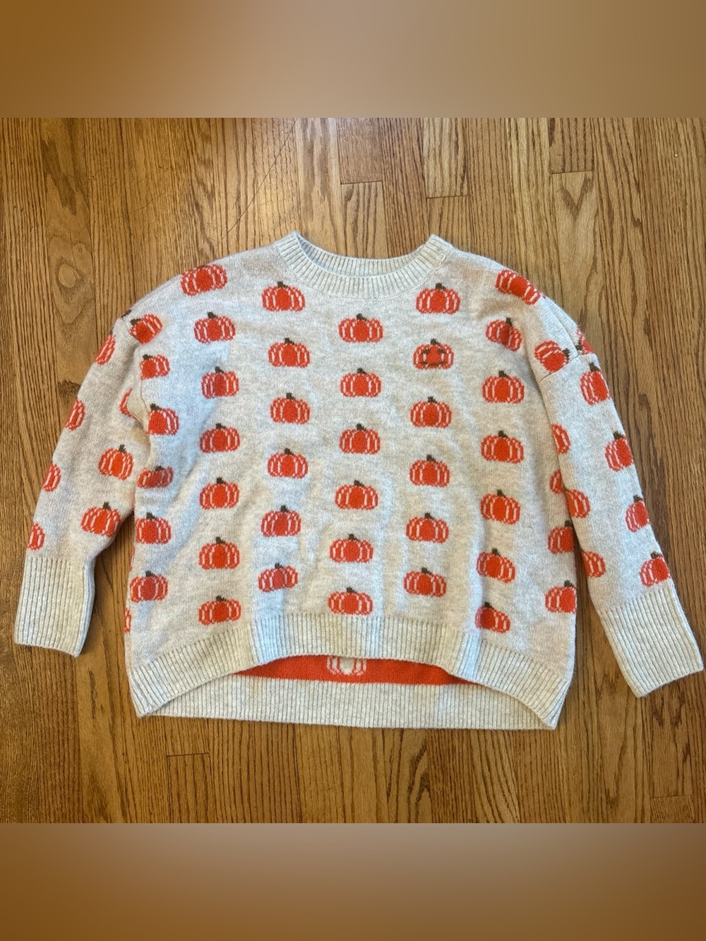 Vince Camuto Women’s M Knit Crew Neck Pullover Sweater Halloween Orange Pumpkin